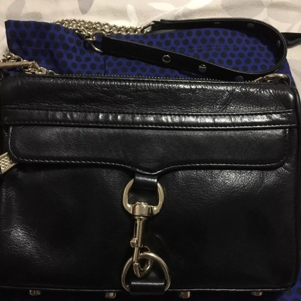 Rebecca Minkoff Mini MAC Black Crossbody Gold HW
